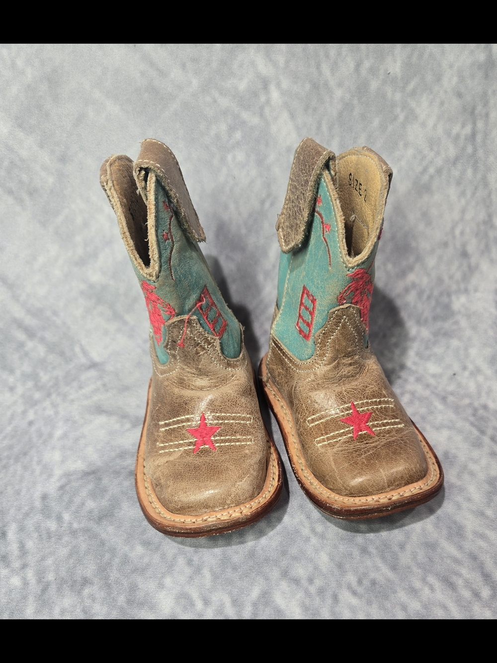 Roper Infants Brown & turquoise 'BARREL RACER' COWBABIES BOOTS